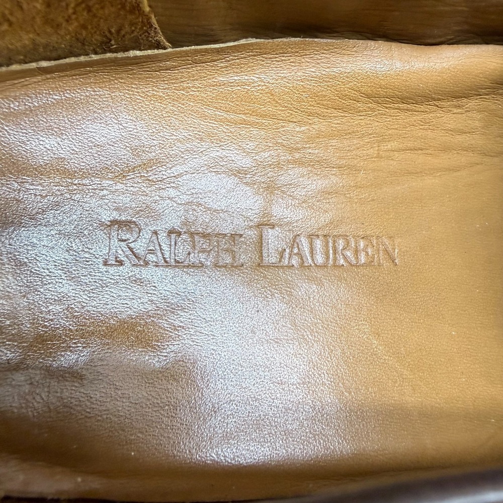 Ralph Lauren Vintage Penny Loafers Croc Womens 5.5 B Dark Brown Leather Lug Sole - Picture 10 of 11